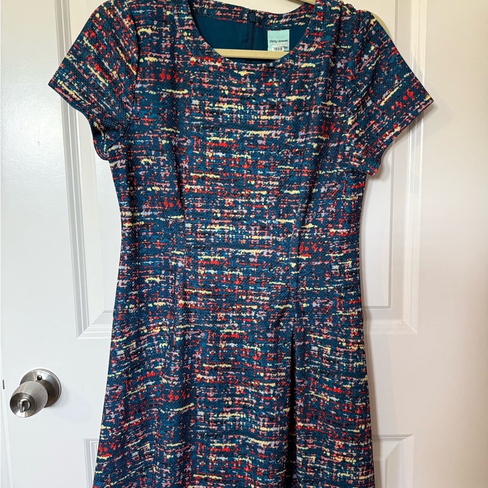 Tracy Reese Blue and Red A-Line Mini Dress for Work